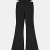 Vestiario Tally Weijl Pantaloni A Vita Alta | Leggings Svasati Con Dettaglio Catena Ritagliata Nero