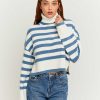 Vestiario Tally Weijl | Maglione Ampio Con Collo Alto A Righe Bianco