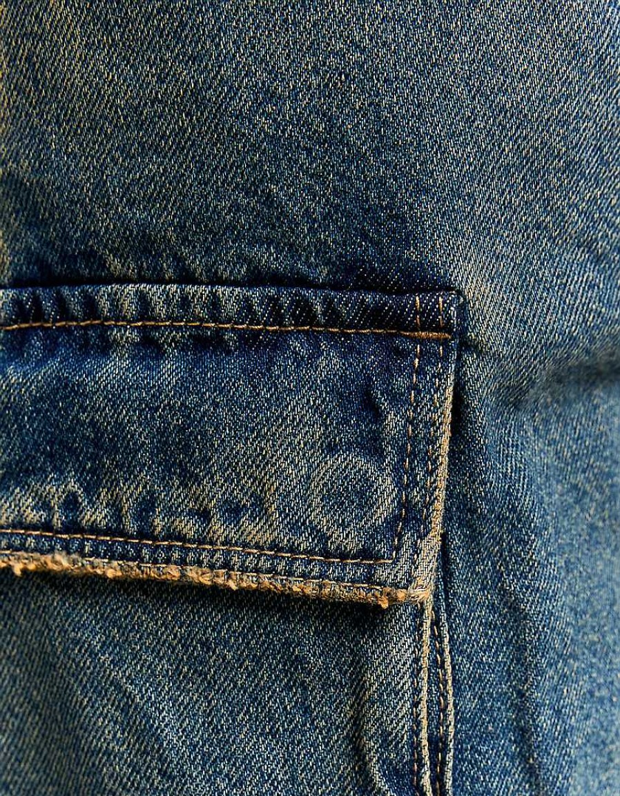 Vestiario Tally Weijl | Jeans Con Paracadute Cargo A Vita Media Blu