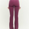 Vestiario Tally Weijl Pantaloni A Vita Alta | Pantaloni A Zampa Bordeaux Con Cintura Viola