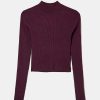 Vestiario Tally Weijl | Maglione Lavorato A Maglia Aderente Bordeaux Viola