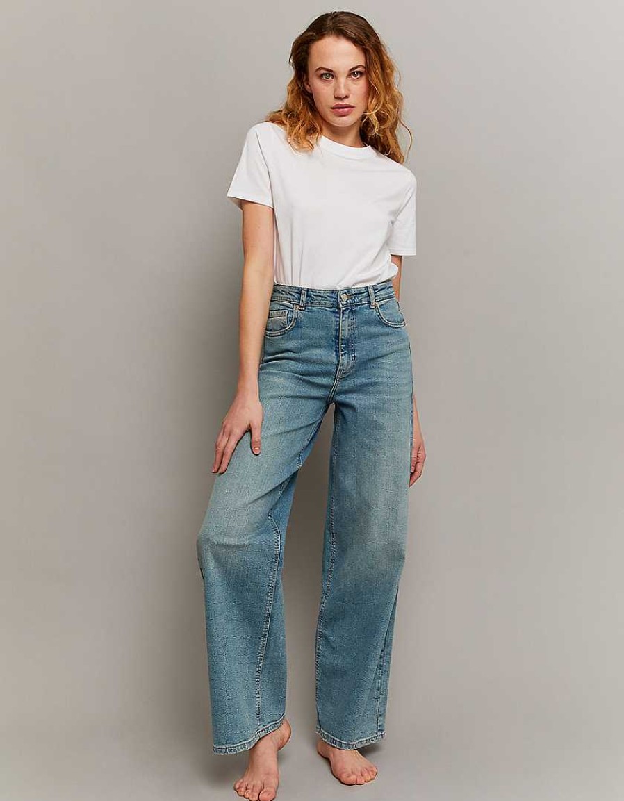 Jeans Tally Weijl | Jeans A Gamba Larga A Vita Alta Blu