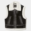 Vestiario Tally Weijl Giacche Nere | Gilet Da Aviatore Senza Maniche In Finta Pelle Scamosciata Nero