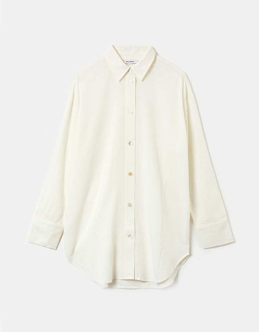 Vestiario Tally Weijl | Camicia Oversize In Lino Bianco