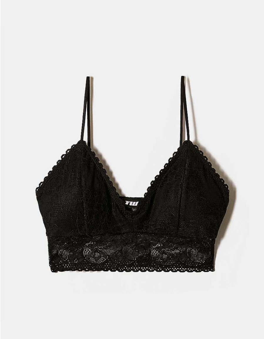 Vestiario Tally Weijl Top Neri | Bralette In Pizzo Nero