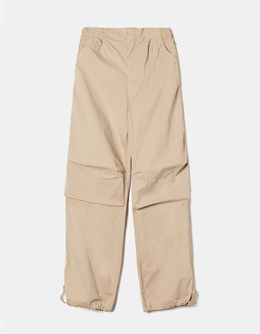 Vestiario Tally Weijl Pantaloni A Vita Alta | Pantaloni Da Paracadute Beige