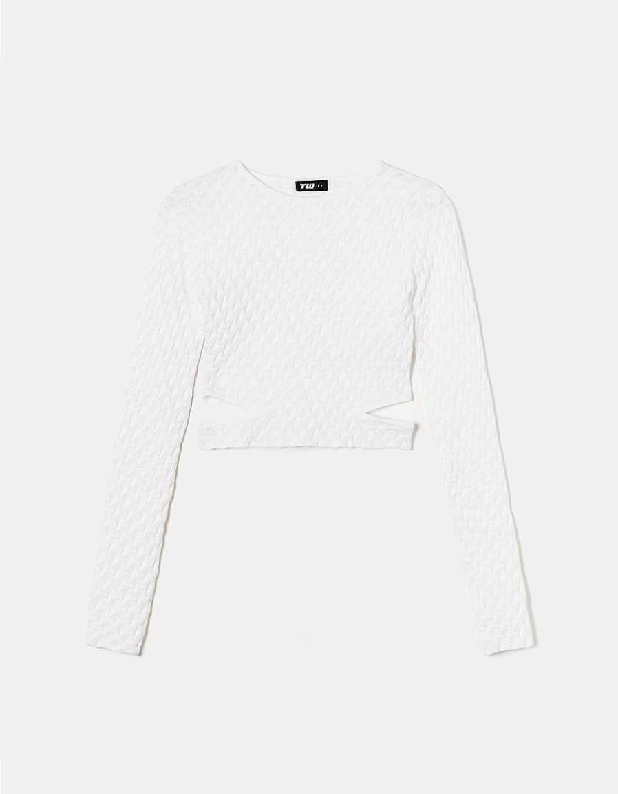 Vestiario Tally Weijl | Maglione Aderente Ritagliato Bianco