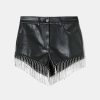 Vestiario Tally Weijl | Shorts In Ecopelle Con Strass A Cascata Nero