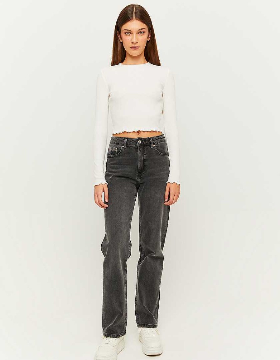 Jeans Tally Weijl | Jeans Dritti A Vita Alta Grigio