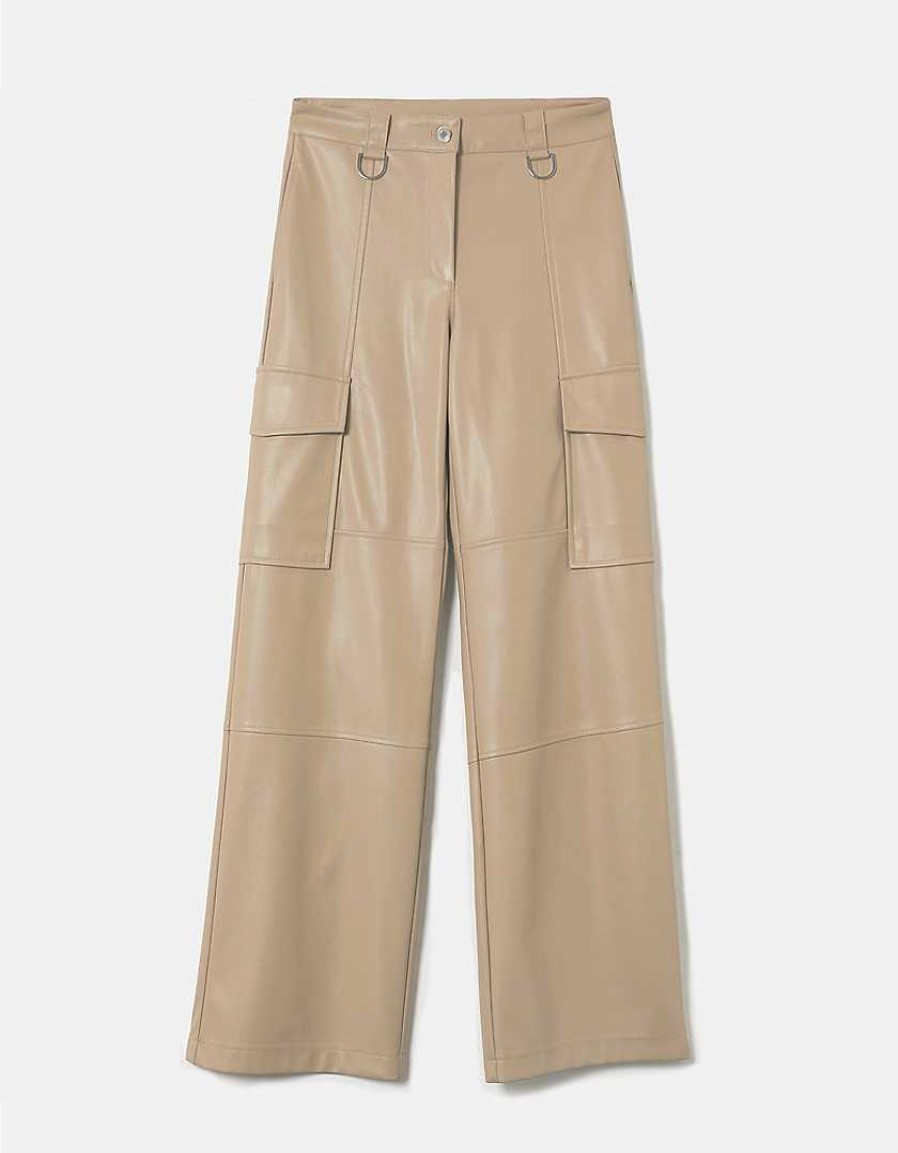 Vestiario Tally Weijl | Pantaloni In Ecopelle A Gamba Larga Marrone