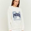 Vestiario Tally Weijl Felpe Oversize | Felpa Stampata College Oversize Grigia Bianco