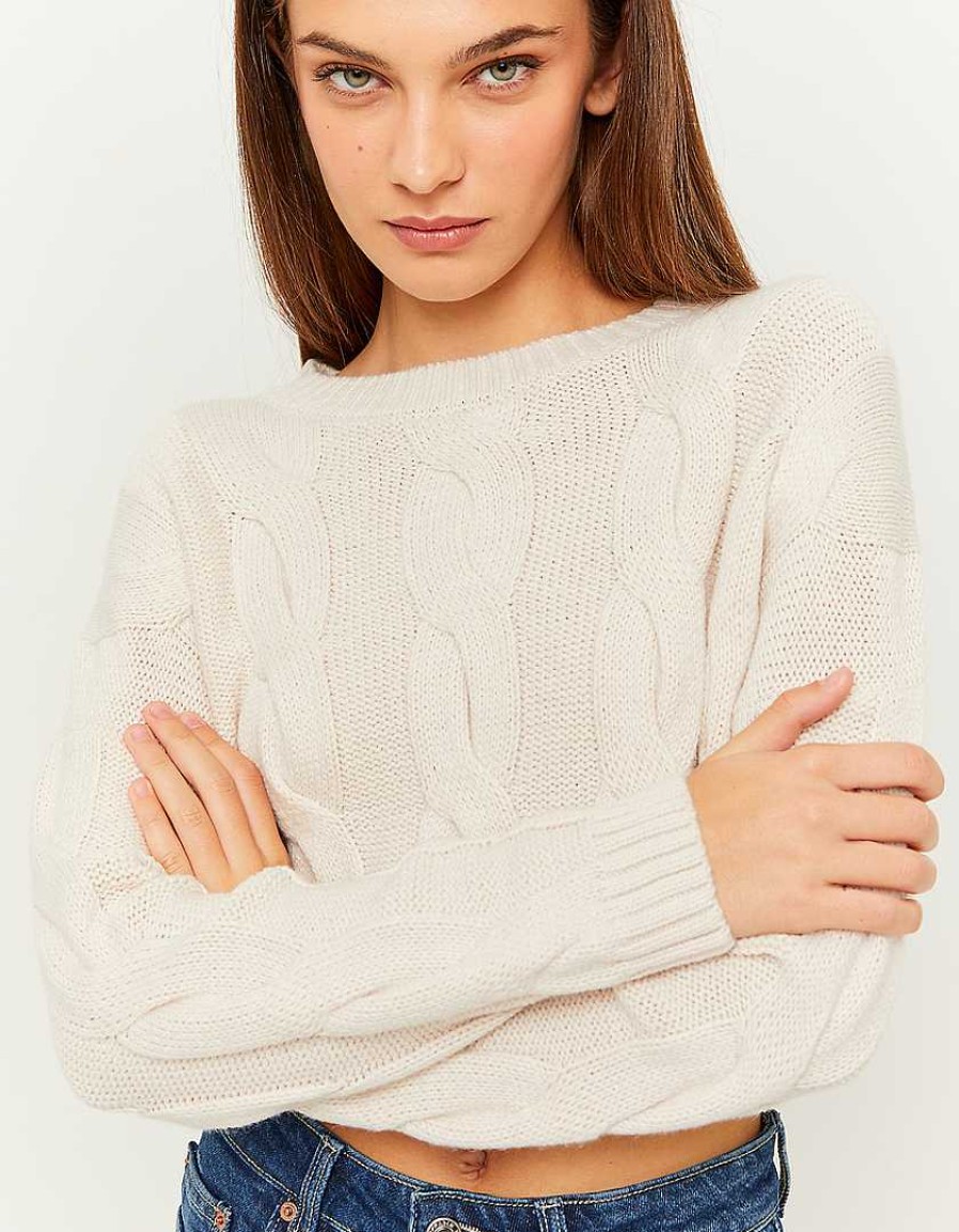 Vestiario Tally Weijl | Maglione Lavorato A Trecce Beige