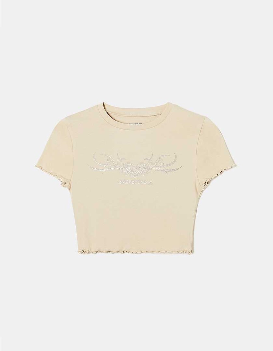 Vestiario Tally Weijl | T-Shirt Stampata Corta Beige