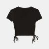 Vestiario Tally Weijl | T-Shirt Con Ruche Laterali Nero