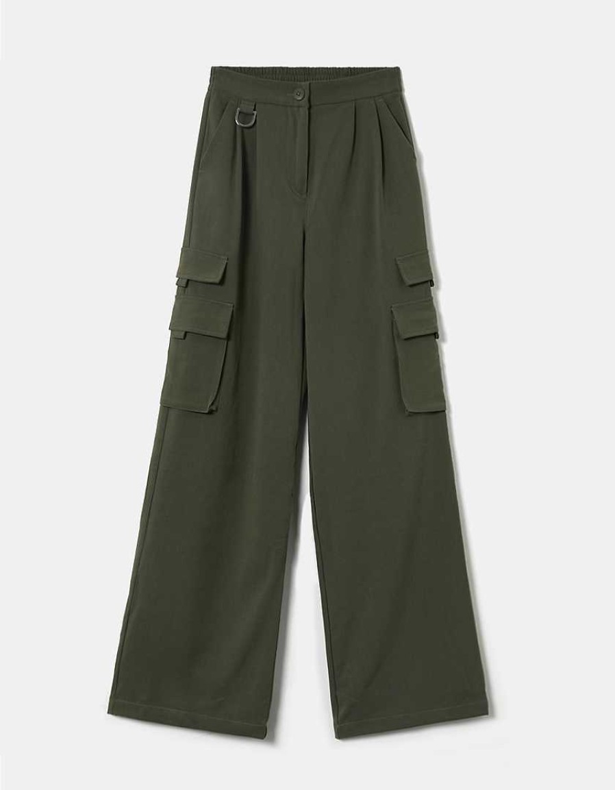 Vestiario Tally Weijl | Pantaloni Cargo Lunghi In Cotone Verde