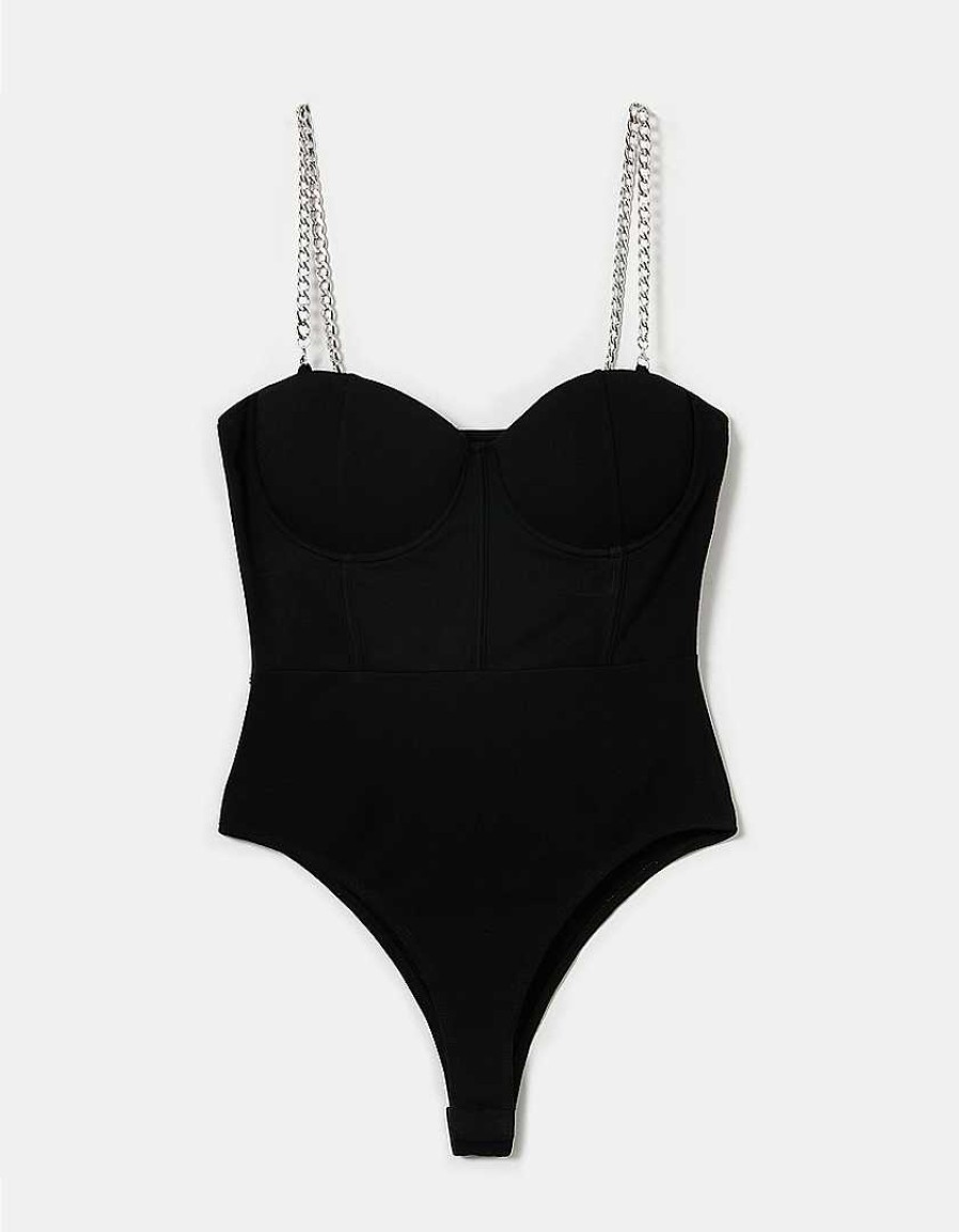 Vestiario Tally Weijl | Body Con Catena In Argento Nero