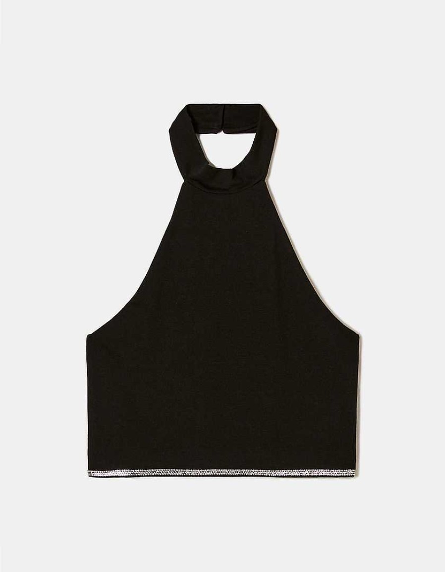 Vestiario Tally Weijl Top Neri | Top Corto Alla Caviglia Nero