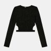 Vestiario Tally Weijl Top Neri | Top Corto In Lurex Con Cut-Out Nero