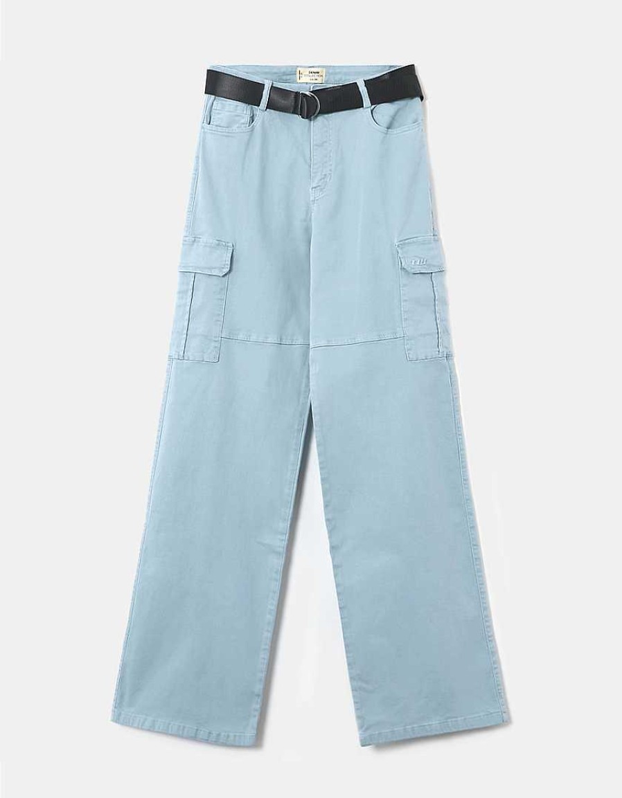 Vestiario Tally Weijl | Pantaloni Cargo Lunghi A Gamberetti Con Vita Blu