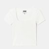 Vestiario Tally Weijl | T-Shirt Basic Con Dettaglio Scollo In Pizzo Bianco