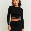 Vestiario Tally Weijl | Maglione Cropped Con Dettagli Fantasiosi Nero