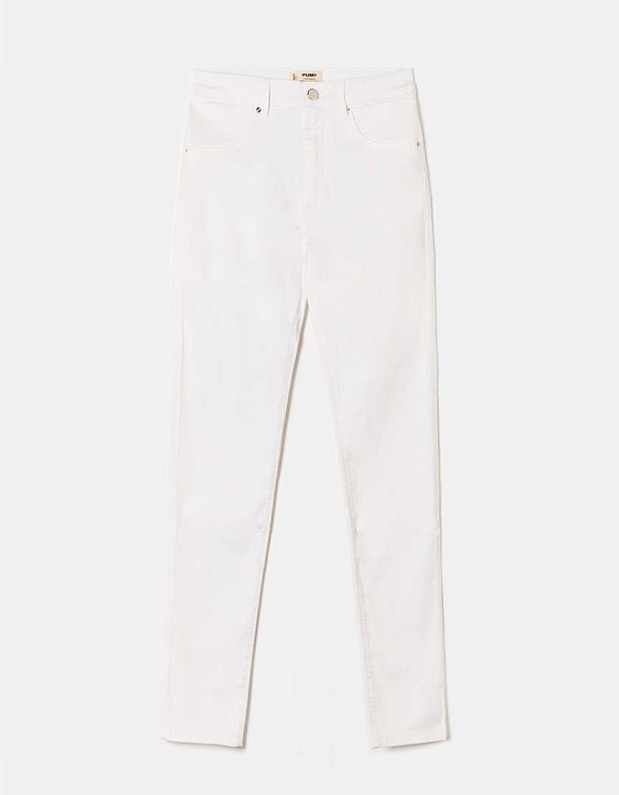 Vestiario Tally Weijl Pantaloni Bianchi | Pantaloni Skinny Push-Up A Vita Alta Bianco