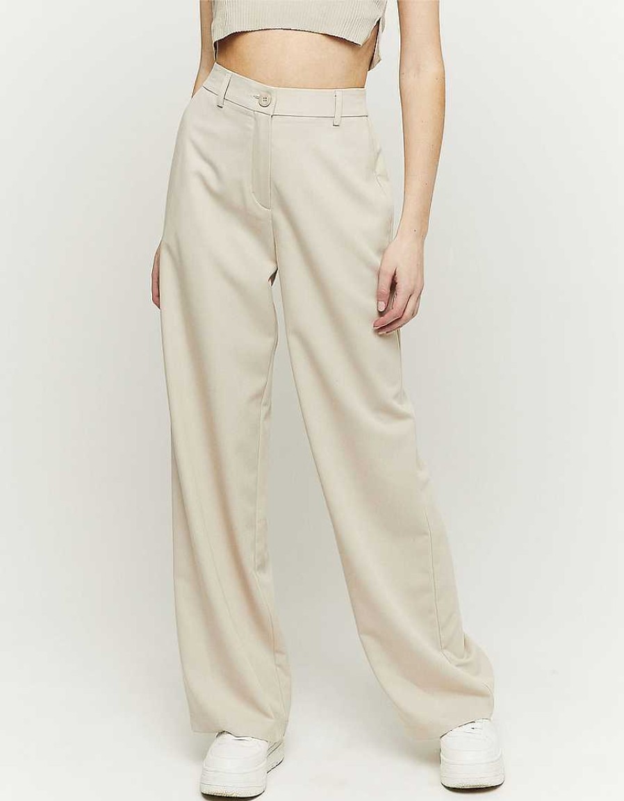 Vestiario Tally Weijl Pantaloni A Vita Alta | Pantaloni Larghi A Vita Alta Beige