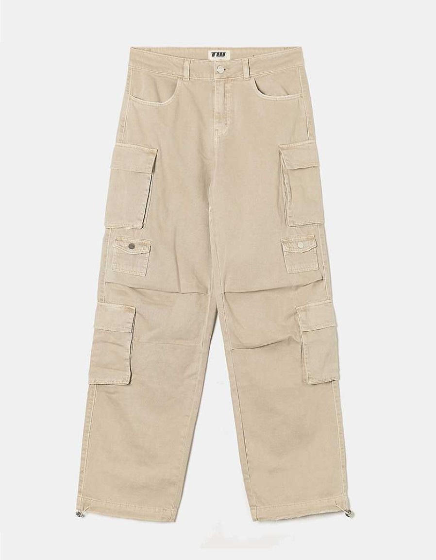 Vestiario Tally Weijl | Pantaloni Da Paracadute Multitasche Beige