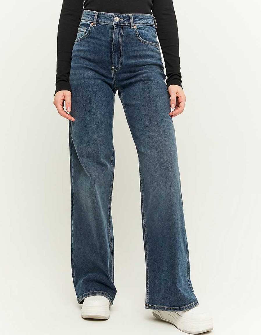 Jeans Tally Weijl | Jeans A Gamba Larga A Vita Alta Blu