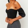 Vestiario Tally Weijl Top Neri | Top A Corsetto Con Spalle Scoperte Nero