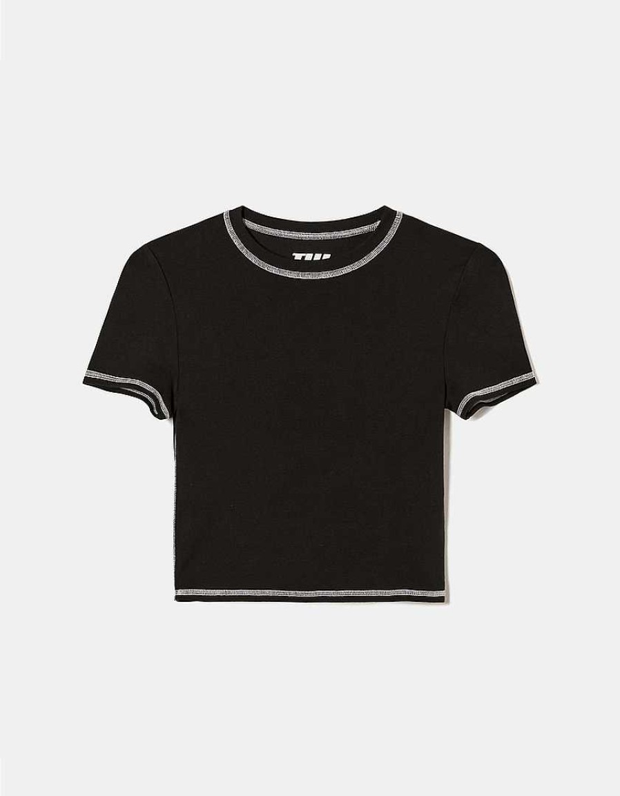 Vestiario Tally Weijl | T-Shirt Con Cuciture A Contrasto Nero