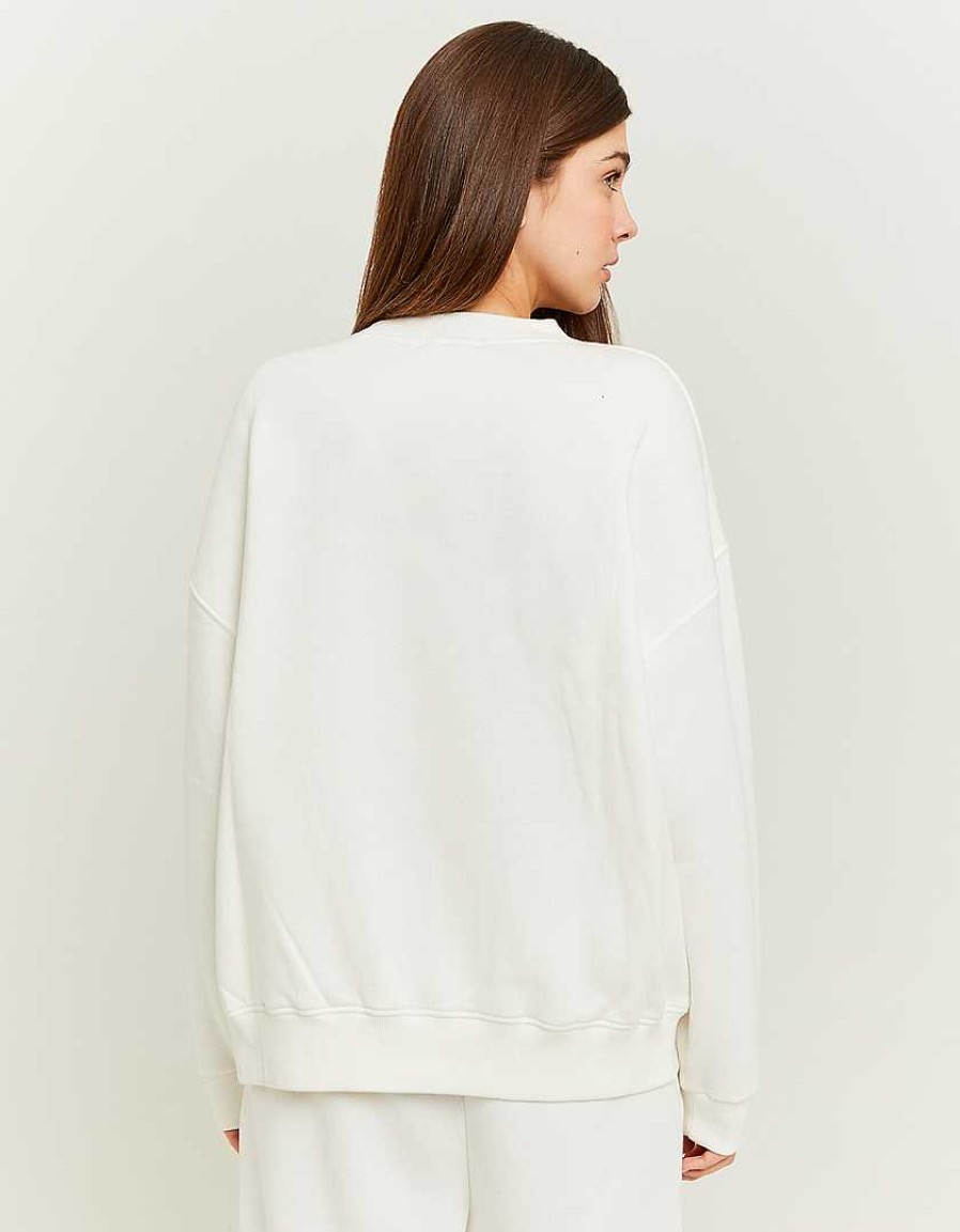 Vestiario Tally Weijl Felpe Oversize | Felpa Stampata College Oversize Grigia Bianco