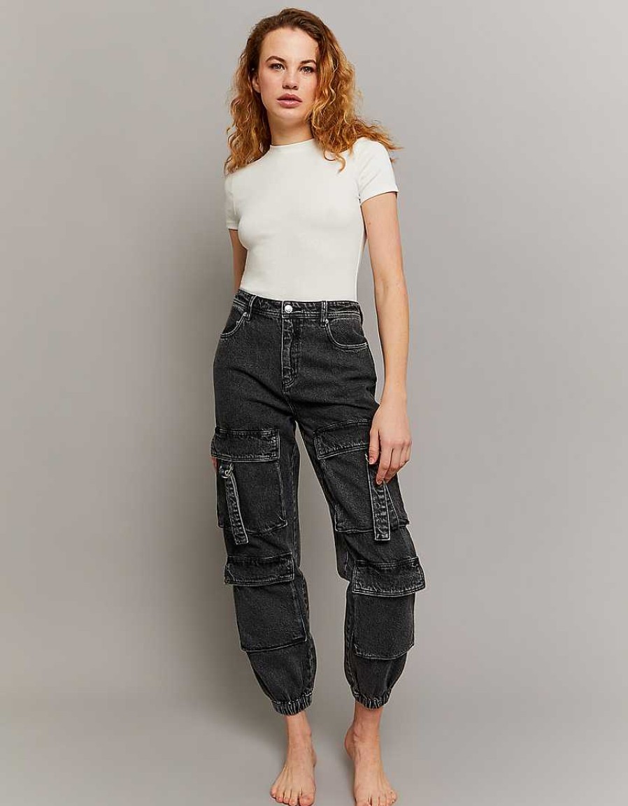 Jeans Tally Weijl | Jeans Cargo Da Jogging A Vita Alta Nero