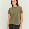 Vestiario Tally Weijl | T-Shirt Basic Grigia Con Lavaggio Acido Verde