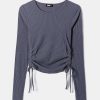 Vestiario Tally Weijl | T-Shirt Basic Con Allacciatura Laterale Arricciata Grigio