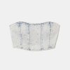 Vestiario Tally Weijl Top Corti | Top A Corsetto In Denim Con Strass Blu