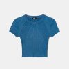 Vestiario Tally Weijl Top Corti | Top A Maniche Corte In Maglia Blu