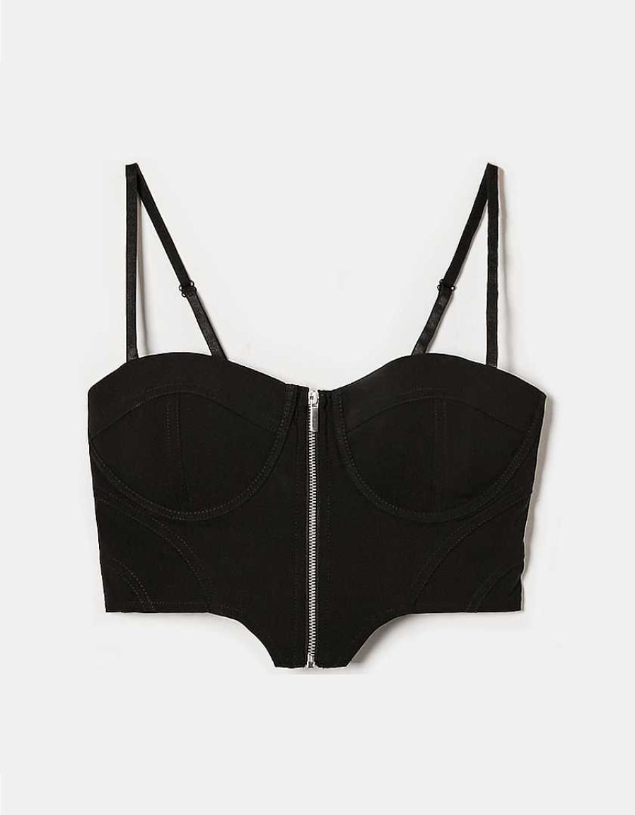 Vestiario Tally Weijl Top Neri | Top Bustier Aderente Nero