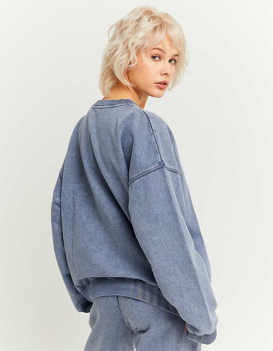 Vestiario Tally Weijl Felpe Oversize | Felpa Oversize Stampata Con Lavaggio In Denim Multicolore