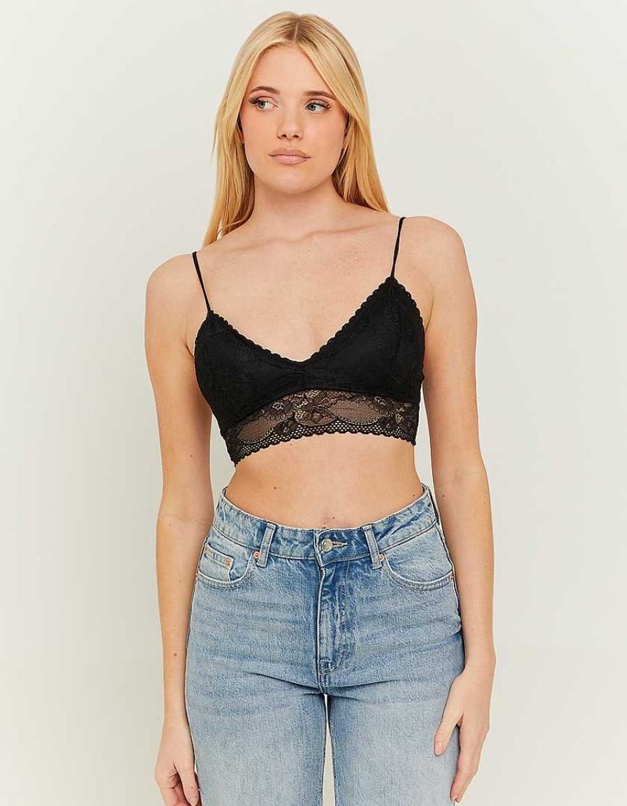 Vestiario Tally Weijl Top Neri | Bralette In Pizzo Nero