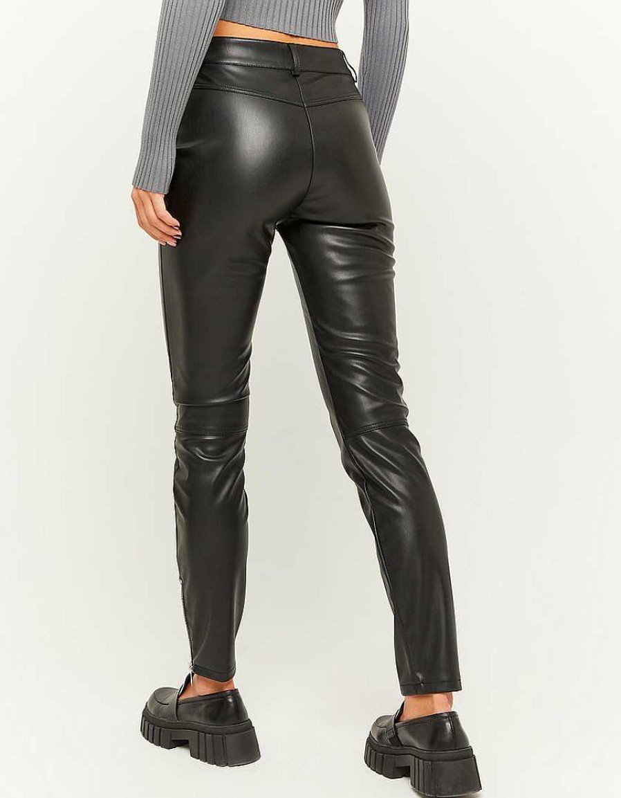 Vestiario Tally Weijl Pantaloni In Similpelle | Pantaloni Skinny In Ecopelle Con Zip Nero