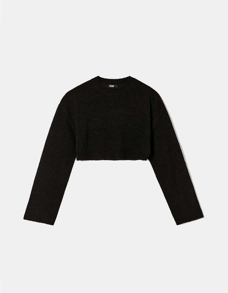 Vestiario Tally Weijl | Maglione Ultra Corto Lavorato A Maglia Nero