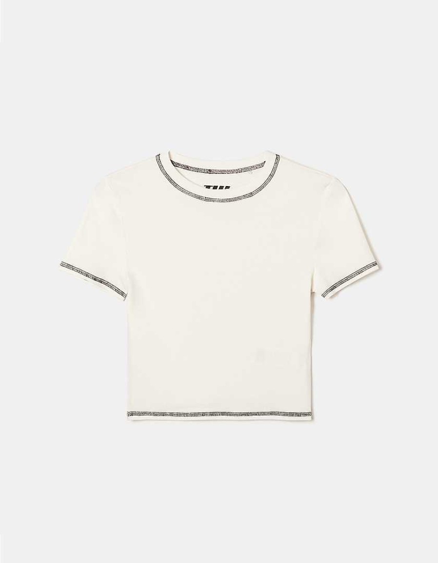 Vestiario Tally Weijl | T-Shirt Con Cuciture A Contrasto Bianco