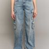 Jeans Tally Weijl | Jeans Elasticizzati Cargo A Vita Alta Con Gamba Larga Blu