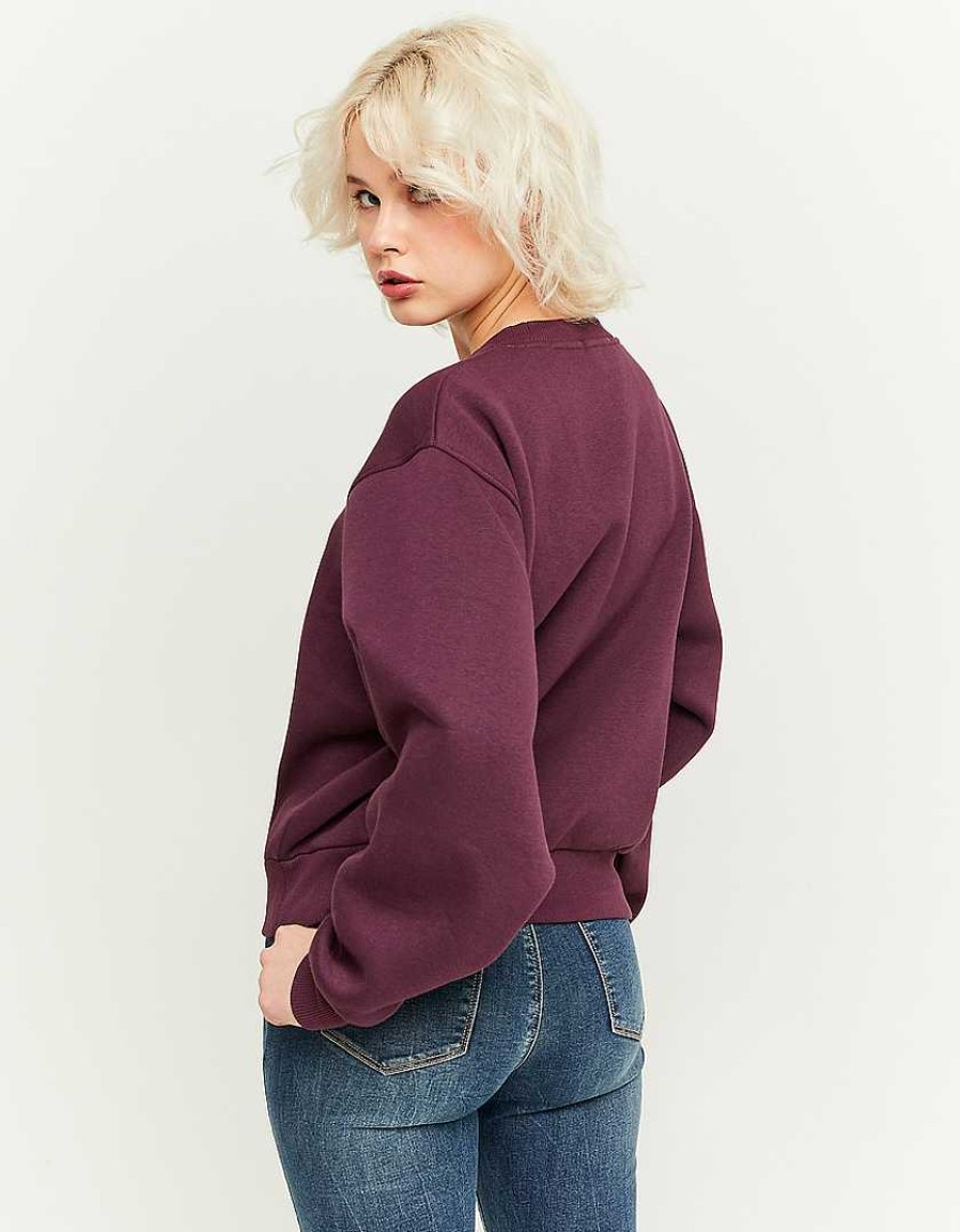 Vestiario Tally Weijl Felpe Oversize | Felpa Stampata Oversize Bordeaux Viola