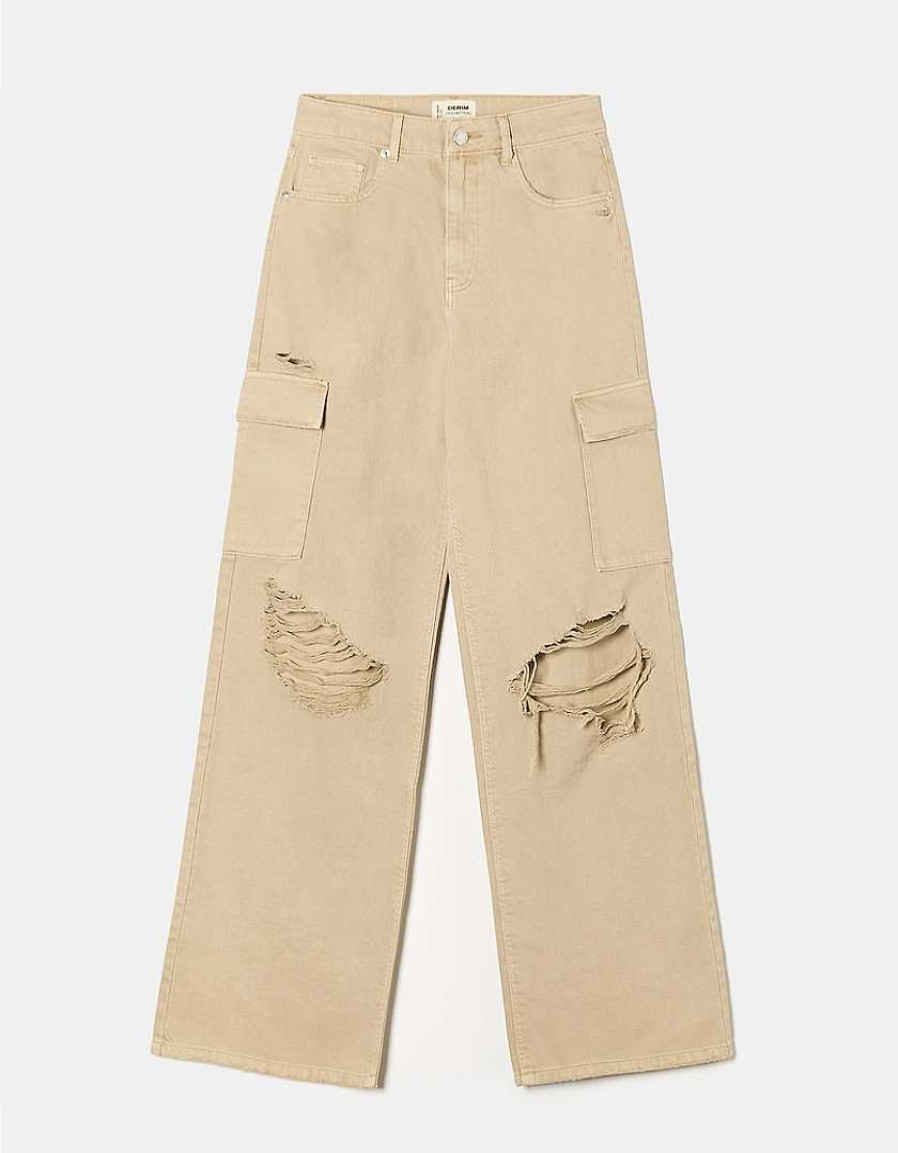 Vestiario Tally Weijl | Pantaloni Cargo A Vita Alta Beige