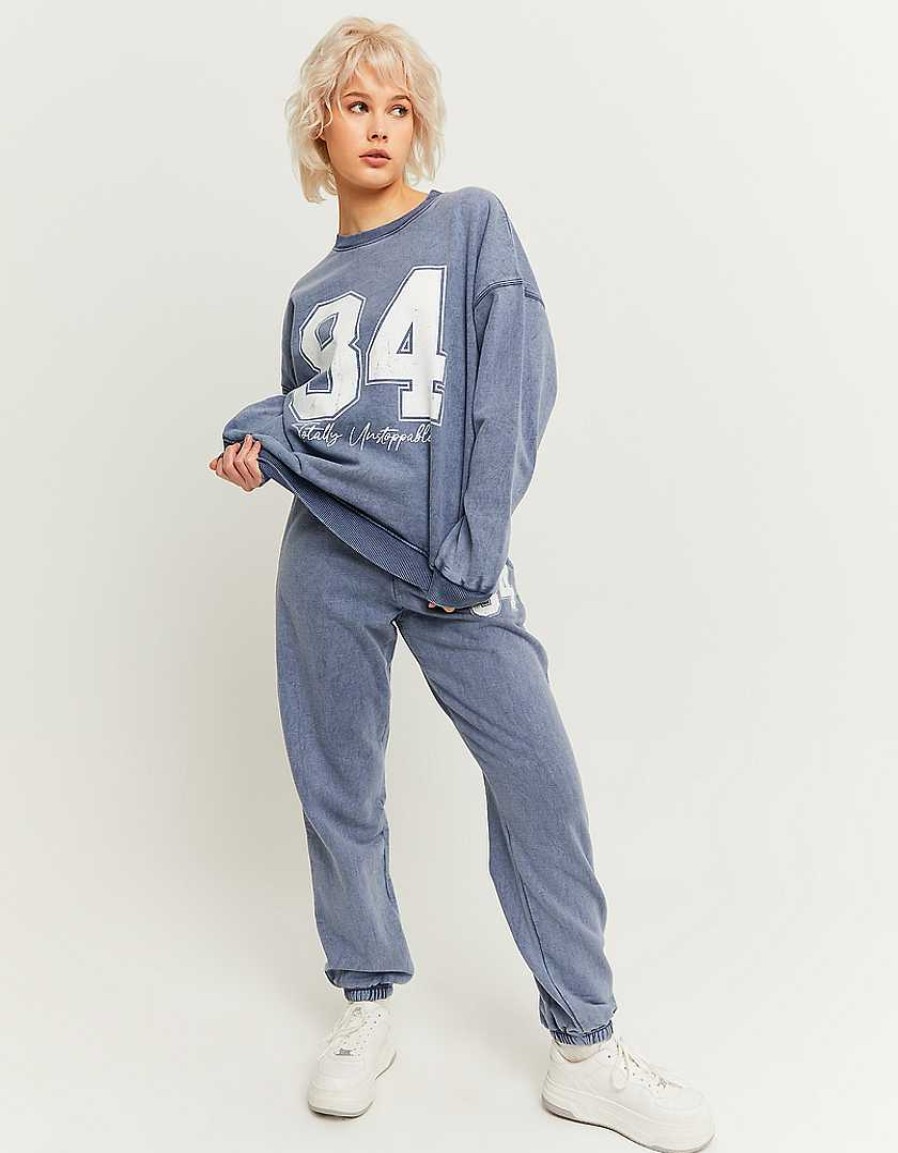 Vestiario Tally Weijl Felpe Oversize | Felpa Oversize Stampata Con Lavaggio In Denim Multicolore