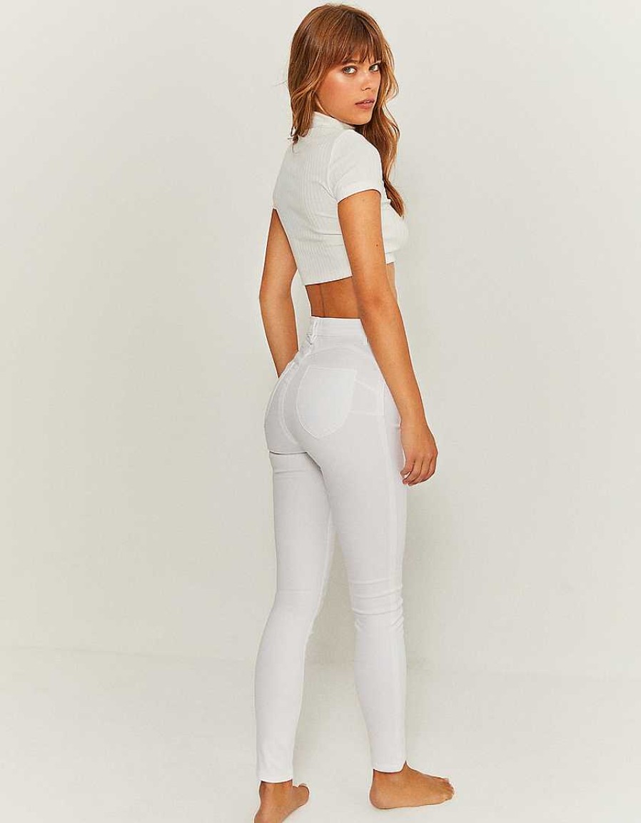 Vestiario Tally Weijl Pantaloni Bianchi | Pantaloni Skinny Push-Up A Vita Alta Bianco