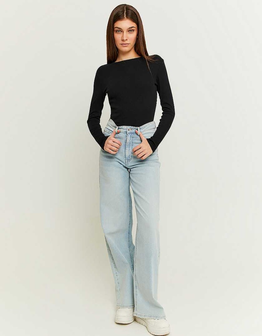 Jeans Tally Weijl | Jeans A Gamba Larga A Vita Alta Blu