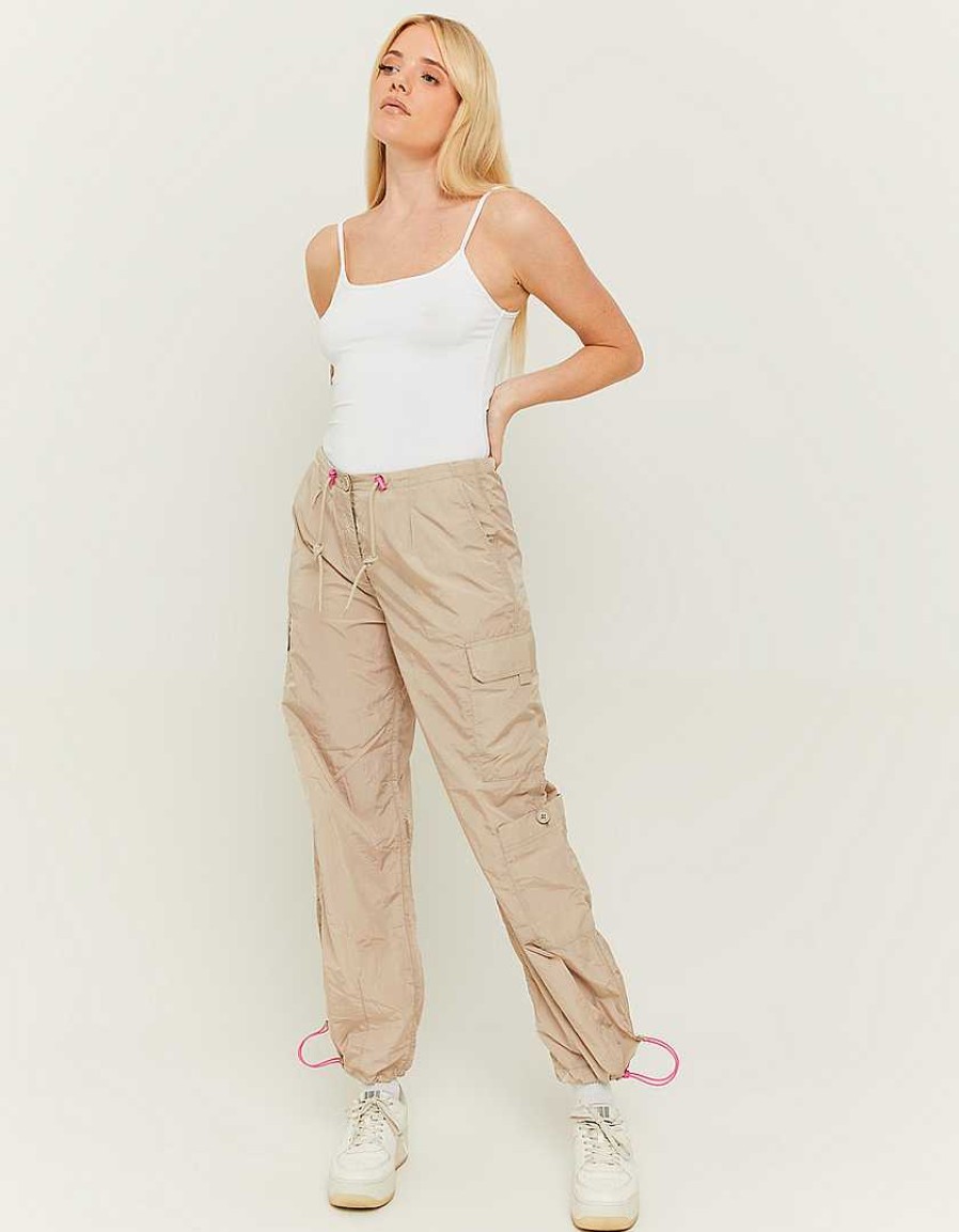 Vestiario Tally Weijl | Pantaloni Da Paracadute A Vita Media Beige